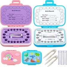 2 Pack Tooth Holders for Kids Keepsake, Tooth Fairy Box, First Tooth Keepsake