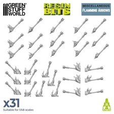 Green Stuff World 12243 3D printed - Flamming Arrows (SET 31pcs)