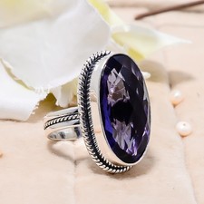 Iolite Gemstone 925 Sterling Silver Jewelry Ring, Christmas Gift, Elegant Ring