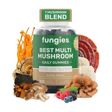 Fungies Best Multi Mushroom Gummies Superfood Supplement Mixed Berry 30 Count
