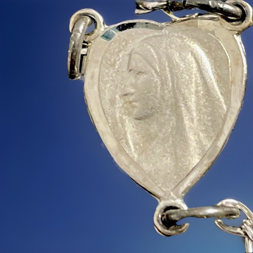 Catholic Fully Caged Pressed Flower Rosary, Silver Filled Crucifix & Center - Picture 4 of 8