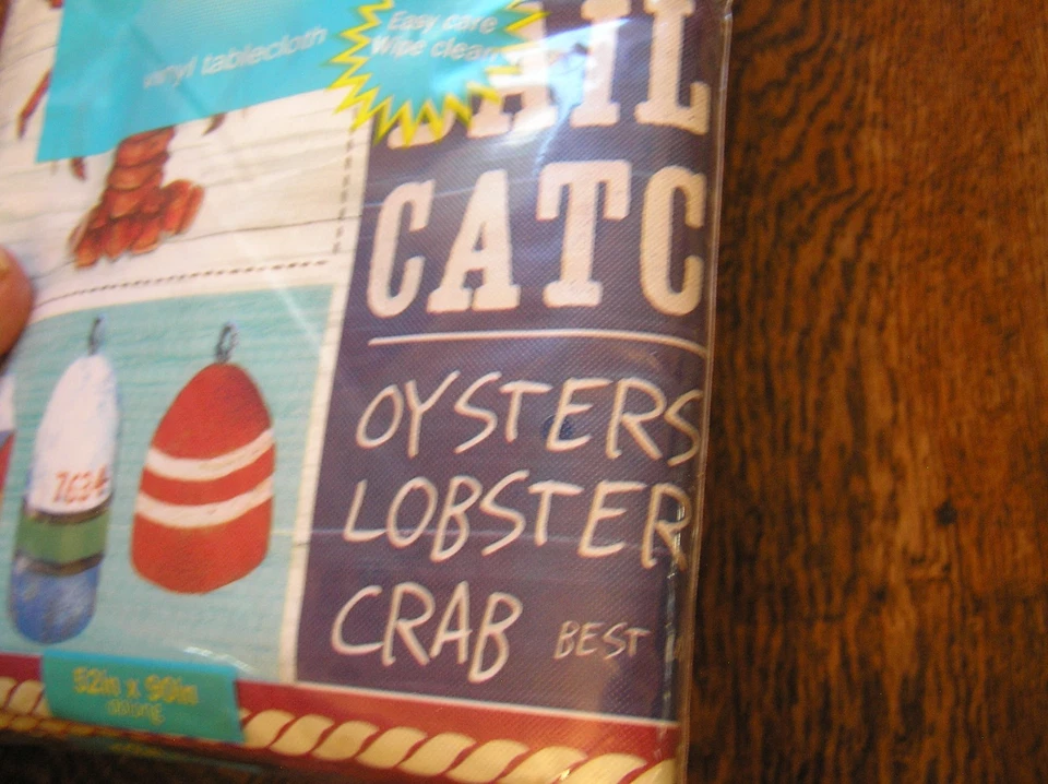 Elrene Home Summer Fun 52x90" NAUTICAL SEAFOOD Vinyl Tablecloth Olefin Back~~NIP - Image 4 of 4