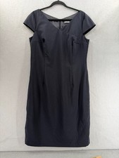 St. Emile Dress Women 10 US Blue Virgin Wool Fitted Career Office Minimalist