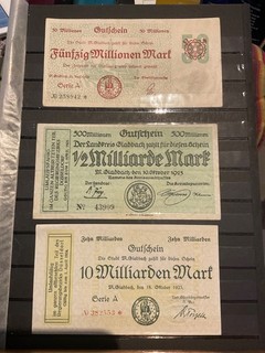 3 BILLETS PEU COURANTS DIFFÉRENTS DE NÉCESSITÉ D’ALLEMAGNE. BELLE COTE. A SAISIR
