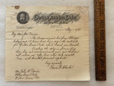 1918 John Philip Sousa Letterhead Hand Written By Edwin Clarke Willow Grove Park