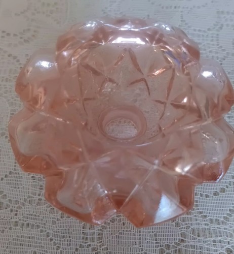 Splendida bottiglia di profumo in vetro rosa stile art deco con tappo a forma di ventaglio 4,5 pollici - Foto 6 di 8