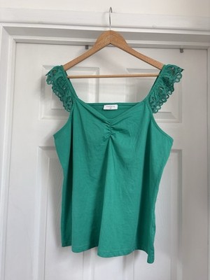 New Women s Matalan Green Cami Vest Top Size 14 Summer 100% Cotton