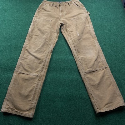 Vintage Carhartt Double Knee Pants Mens 34 Brown Canvas Painter Work FITS 32x35