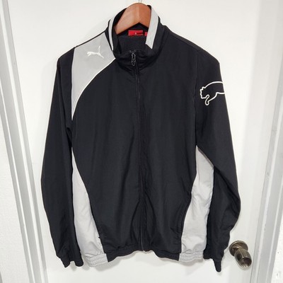 PUMA Men's Windbreaker Jacket, Small, Black And White, Lightweight, Zip Pockets