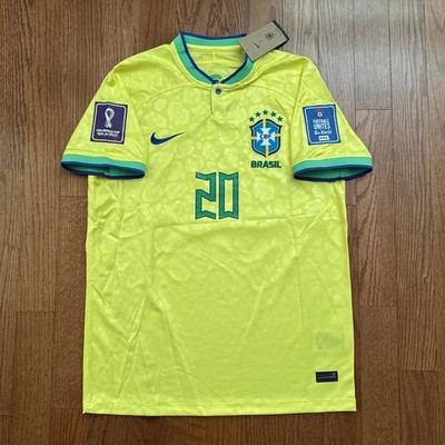 Brazil Home Yellow Soccer Jersey Vini Jr #20 World Cup 2022 Large
