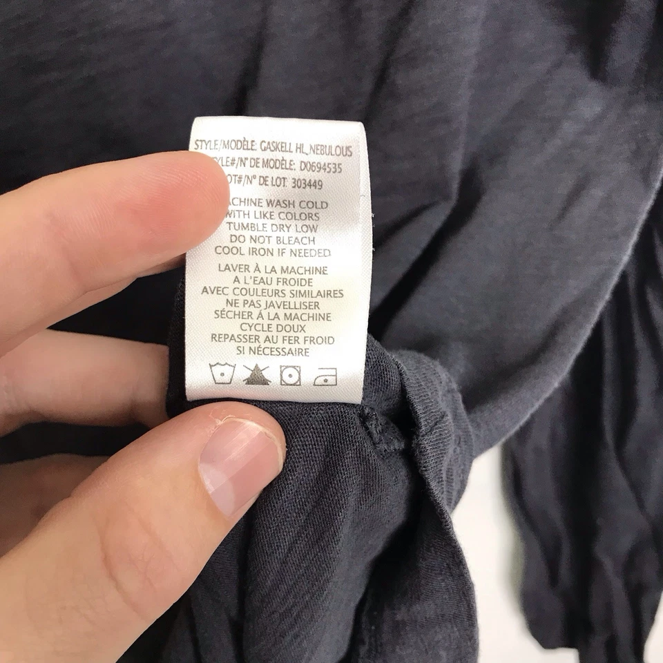 Theory Shirt Mens Size Large Gaskell Slub Cotton Henley Long Sleeve Charcoal - Image 4 of 4