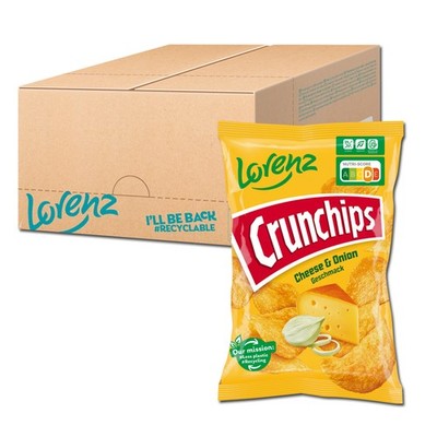 (12,65 /1kg) Lorenz Crunchips Cheese & Onion, Chips, 10 Beutel je 150g