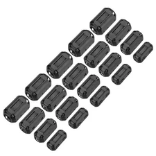 20Pcs 4Size Clip-on Ferrite Ring Core, Noise Filter Cable Clip EMI RFI Black