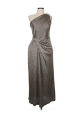 Lauren Ralph Lauren One Shoulder Pewter Evening Dress 6