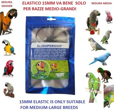 15mm Plus White Parrots Quick Attach Leash Harness 4mm YY