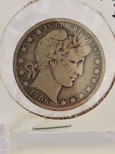 1906 Barber Half Dollar Denver Mint Silver 50C US Coin