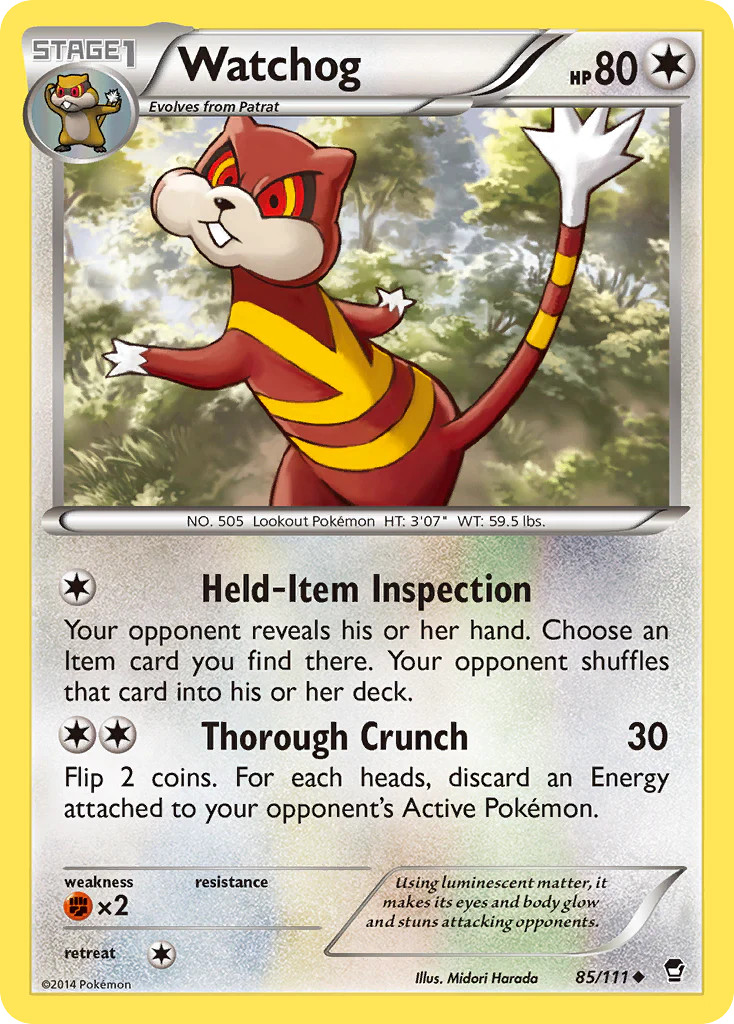 Watchog (85/111) [XY: Furious Fists] Moderately Played Reverse Holofoil Pokemon