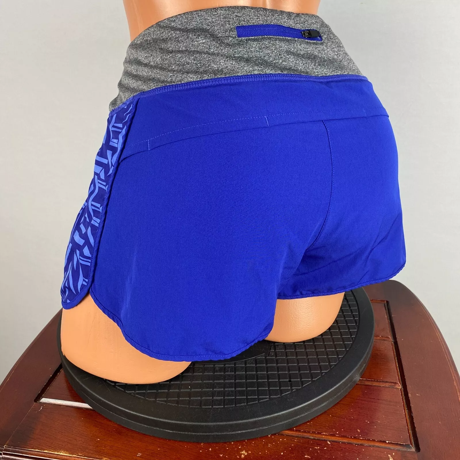 mpg gray pattern lined back pocket athletic shorts