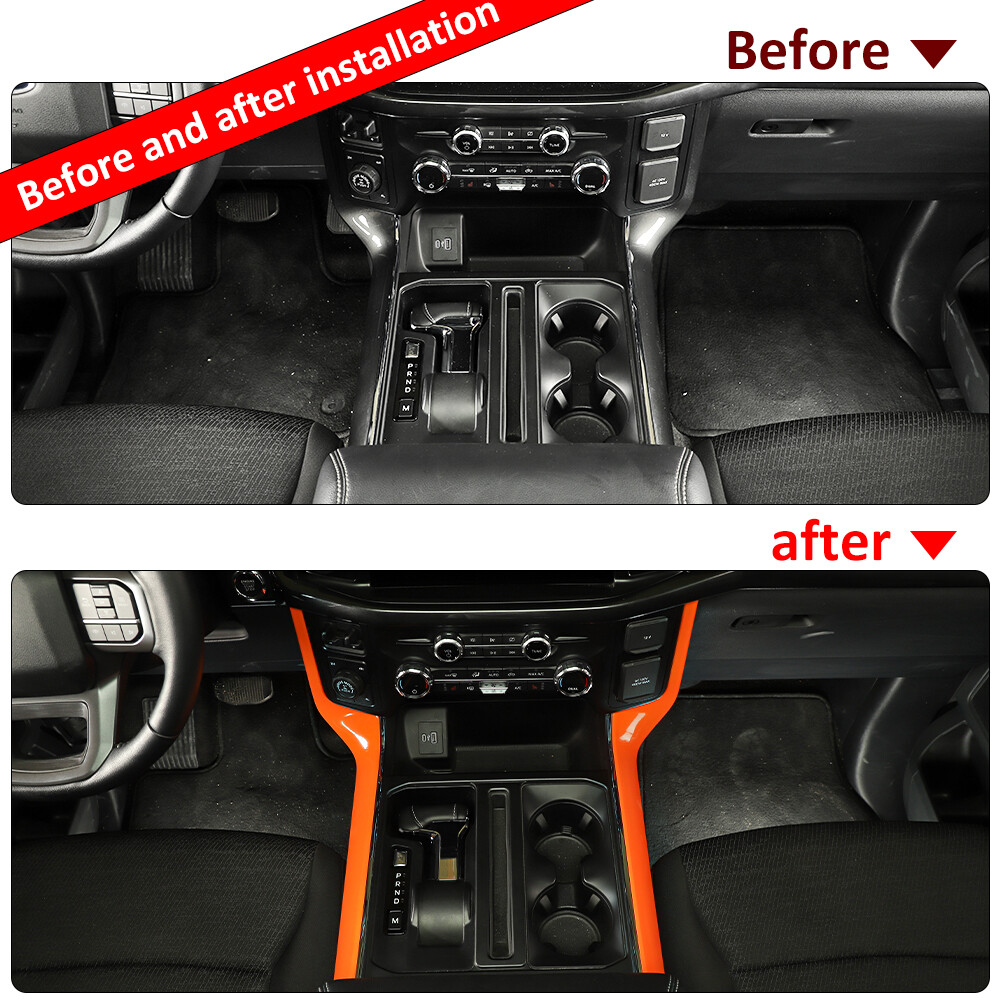 2xGear Shift Speed transmission Side Panel Trim Cover For Ford F150 2021+ Orange