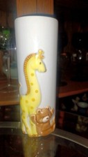 Vtg 1984 FTDA Japan Ceramic Vase Giraffe Teddy Bear Welcome New Baby Gift 6  "H