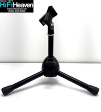 Tripod Base Tabletop Mic Stand in Black - Low-Profile - Spring Mic Clip