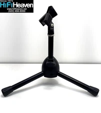 Tripod Base Tabletop Mic Stand in Black - Low-Profile - Spring Mic Clip