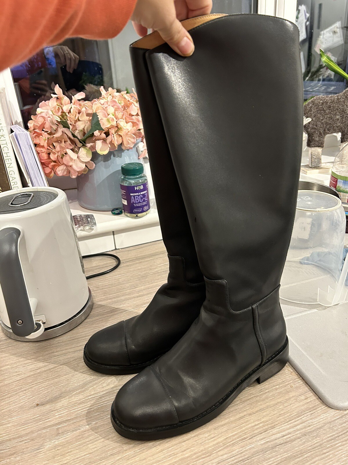 black leather riding boots size 5 eBay