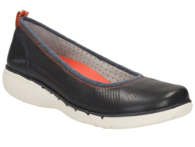 New Clarks Women Unstructured Un Elita Leather Flat Shoes Navy Size 7M