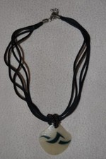Unisex Shell Necklace 3 cord Black Mens Womens Boys Girls Choker 