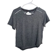 Spyder T-Shirt Women's Small Gray Cropped Active Crew Neck Short Sleeve Tee Top