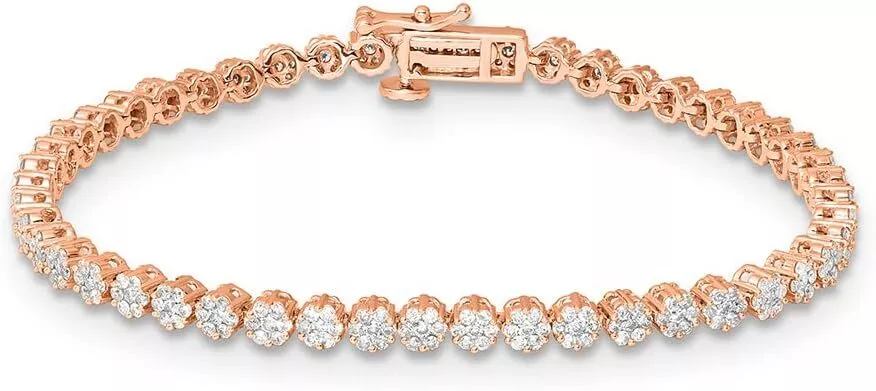 Brazalete Tenis Diamante Natural Redondo 7" En Oro y Plata Regalo Vacacional Foto 3 de 4