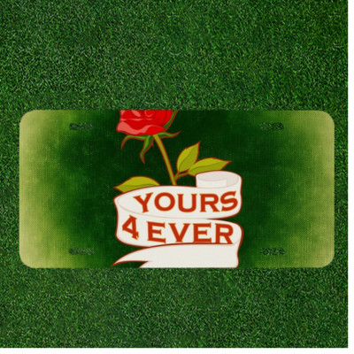 Custom Personalized License Plate Auto Tag With Yours 4 Ever Red Rose