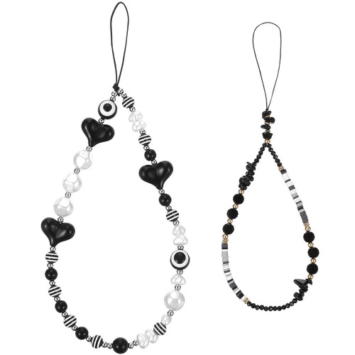 2 Pcs Hearts Phone Beads Straps Phone Lanyard Bracelets Phone Lanyard Straps - Zdjęcie 6 z 12