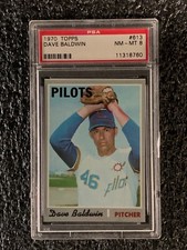 1970 Topps Baseball #613 Dave Baldwin PSA 8
