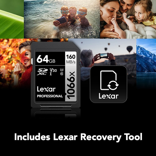 Lexar 64GB Professional 1066X SD Card, UHS-I, C10, U3, V30, Full HD, 4K, up to 1 - Picture 5 of 12