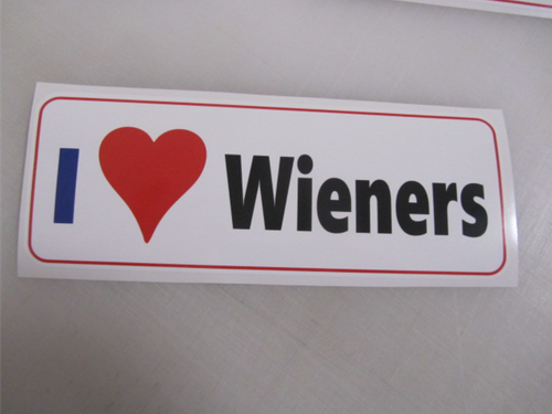 8 I Love WIENERS Car or Truck Window Decal Bumper Sticker Hot Dog Dachshund - Bild 2 von 3