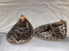 Build a Bear Leopard Print Mary Jane w/ Flats Shoes with Sequins Brown/Tan/Gold