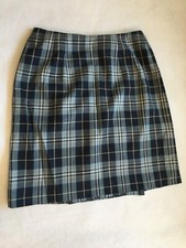 Charter Club Womens Size 6P Blue Plaid Mini Pencil Skirt Career Wool Blend Lined