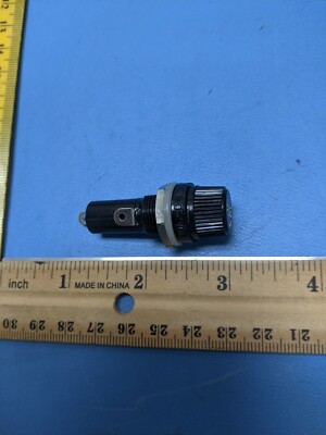 Panel Mount Fuse Holder For 1/4" X 1-1/4" AGC Fuses - 15A 125V, Black, 15mm Cutout (Brand: MAS)