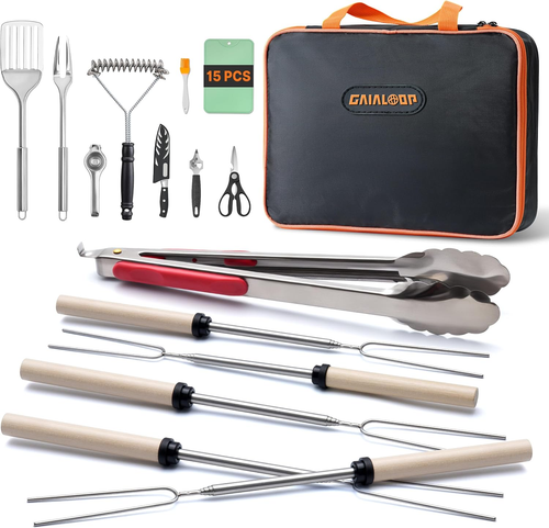 Camping Cooking Utensil Set Camp Kitchen Utensils Kit with Organizer Case Bag, P - Picture 10 of 12