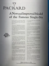 1924 Packard Single Six/ Packard Motor Car Co /Vintage Print Ad - Antique Sedan