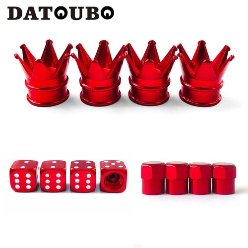 Red Color Car Tire Valve Stem Caps set, Rocket Spike Crown Tyre Air Dust Caps. - Picture 20 of 38