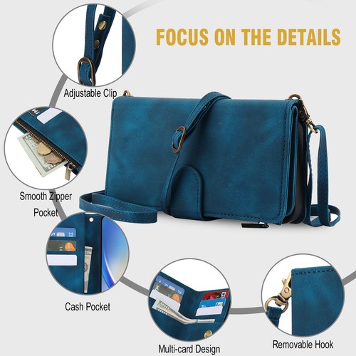 For Samsung A56 A55 A35 A16 Flip Crossbody Wallet Magnetic Case+Wrist Strap - Picture 19 of 47