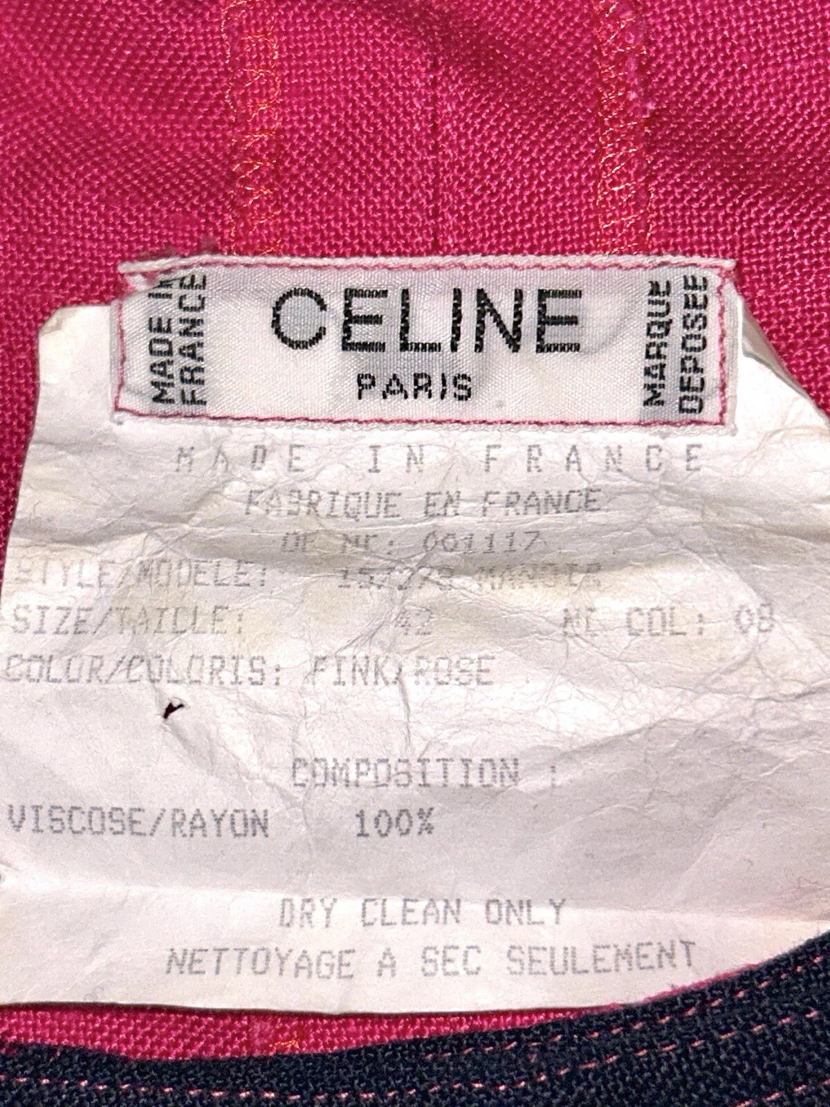 Abito donna vintage CELINE Paris rosa con bottoni in rayon taglia 42 made in France