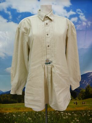 Size L costume shirt Angelo Litrico beige with Edelweiss motif costume shirt TH1904