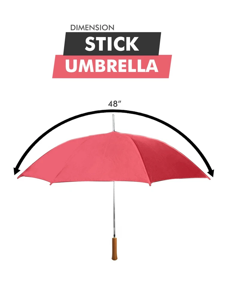 6PK - 48" Auto Open Red Umbrella Foto 3 de 4