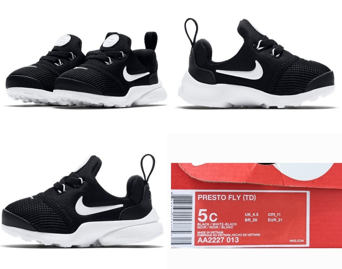 Nike Air Presto Fly Black Trainers UK Size Infant EUR 21 11cm  AA2227-013