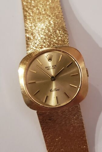 Ladies 18K Yellow Gold Rolex Cellini Mesh Bracelet Dress Watch Reference 3762 - Picture 1 of 22