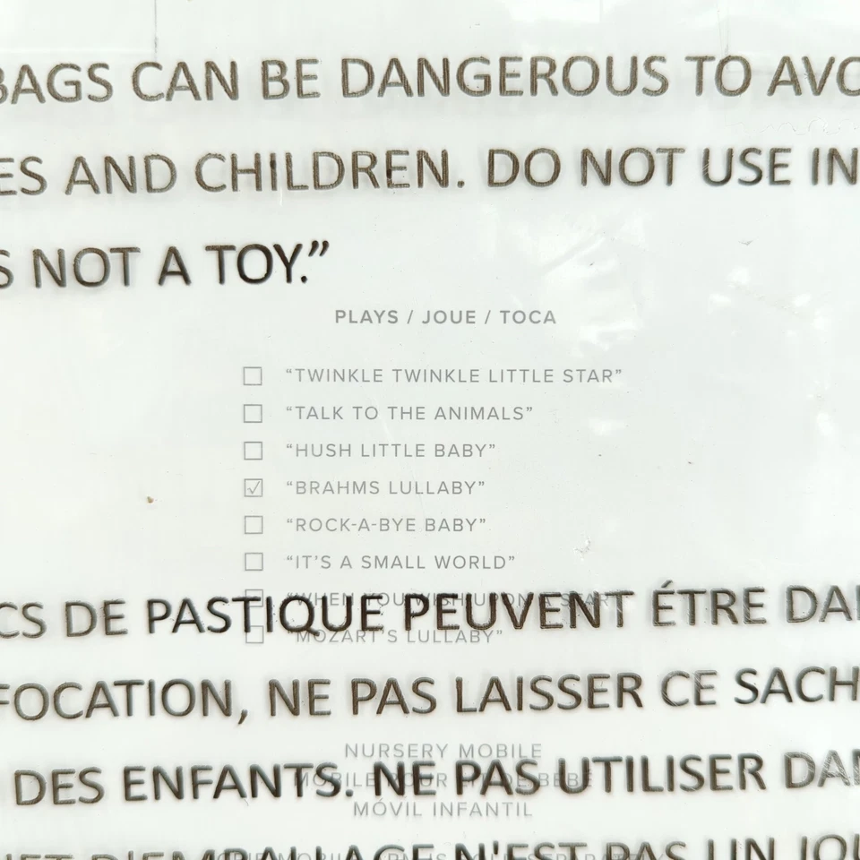 POTTERY BARN Baby Nursery Mobile Knit Animals Brahms Lullaby Elephant Bear NEW - Image 4 of 4