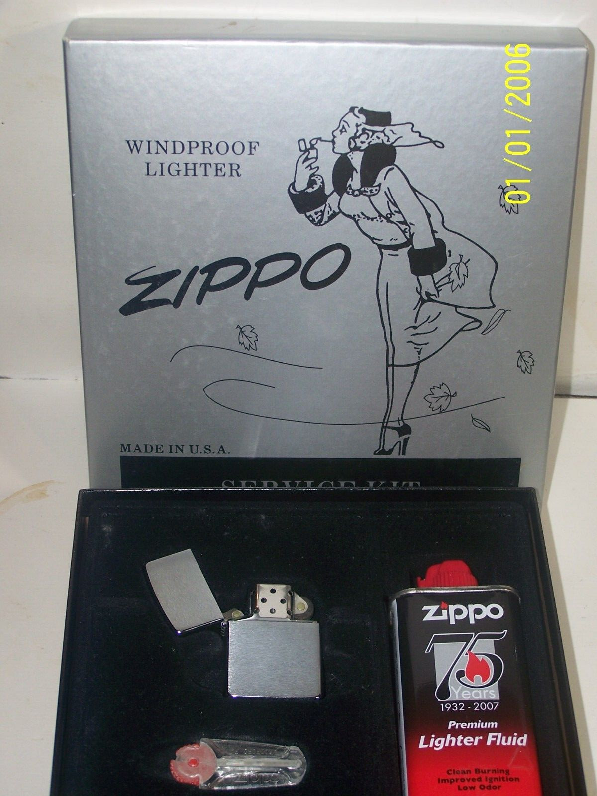 1990 ZIPPO CIGARETTE LIGHTER SERVICE KIT - COMPLETE - Unstruck - VGC